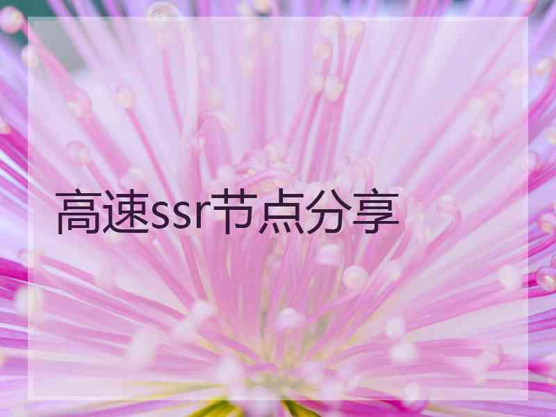 高速ssr节点分享